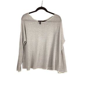 Eileen Fisher Lagen look top 70% organic Linen 30% organic cotton grey white